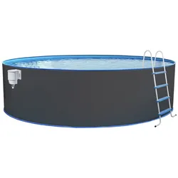 Steinbach Stahlwand Swimming Pool Set "Nuovo rund",anthrazit,Ø 450 x 120