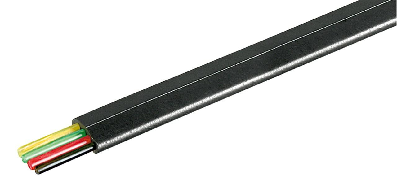 Goobay Telefoonkabel Plat, AWG 28, CCA, Zwart, 100 meter
