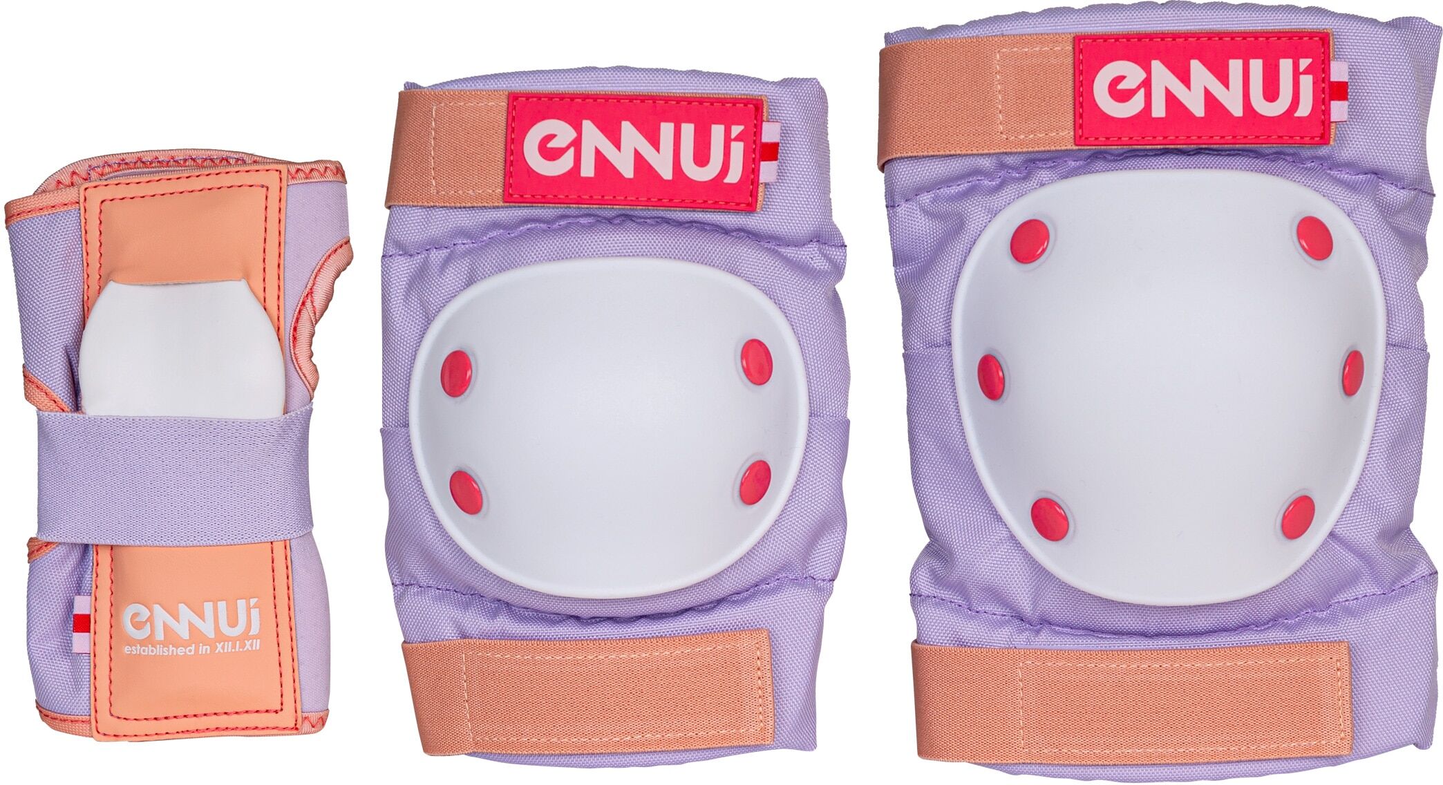Protektoren-Set ENNUI "Park Set Pastel" Gr. S, lila (orange, weiß), Protektoren, S, Nylon, Protektoren-Set orange, weiß S