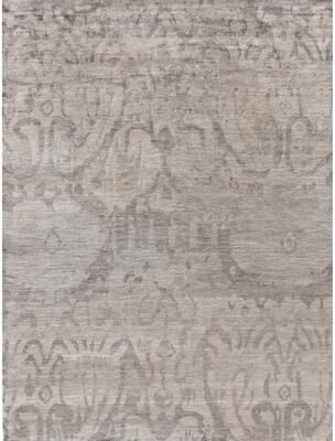 Exquisite Rugs Antique'd Silk hand-knotted Bamboo Silk Silver Area Rug