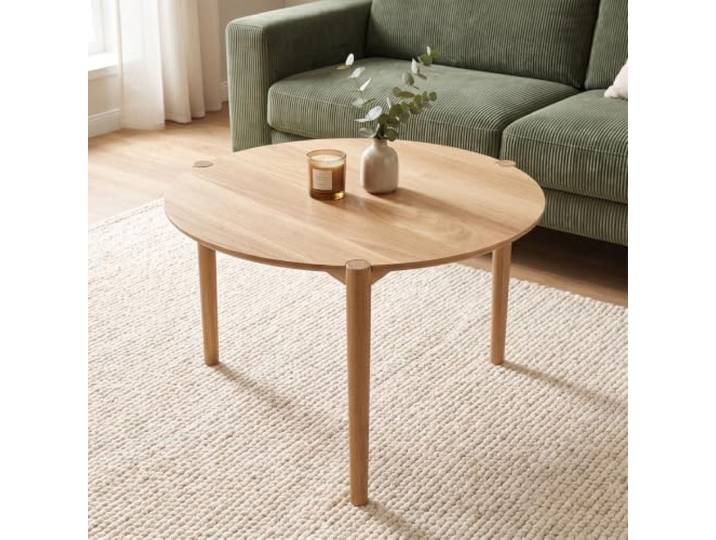 skølm Åsarna Couchtisch rund Ø 70 cm, Eiche Massivholz, 3 Beine, Sofatisch Wohnzimmertisch, kleiner Beistelltisch, Holztisch Wohnzimmer, Round Coffee Table, Kaffeetisch, Loungetisch, Wohnzimmermöbel