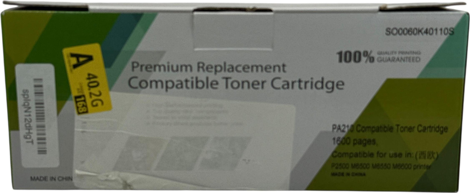 GREENPRINT Compatibele tonercartridge PA-210, Zwart, Opbrengst: 1600 pagina's, Geschikt voor P2500W, P2502W, P2508W, M6500NW, M6500N, M6500W, M6550NW, M6552NW, M6558NW, M6600N, M6600NW, M6602NW, M6608NW