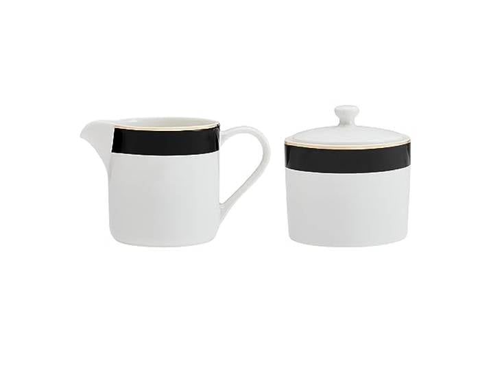 Mikasa Luxe Deco Sucrier et crémier en porcelaine\, 245ml\, pot à couvercle pour le sucre et la cruche à lait\, boîte cadeau et lavable au lave-vaisselle