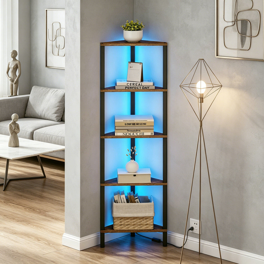 Rebrilliant Metal Corner Bookcase Brown (6 Shelves) 148.5cm. H x 26cm. W x 26cm. D