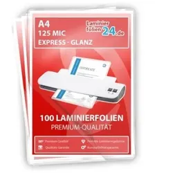 Laminierfolien A4, 2 x 125 Mic, glänzend, EXPRESS