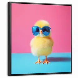 LEINWAND Bilder mit Rahmen - Chick - Sonnenbrille - Blau - 50x50