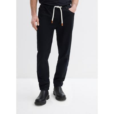 Schlupfhose BONPRIX, Herren, Gr. 52, N-Gr, schwarz, Obermaterial: 98% Baumwolle, 2% Elasthan, regular fit lang, Hosen Schlupfhose, in Stretch-Qualität, mit elastischem Bund, Regular Fit, im Casual-Stil