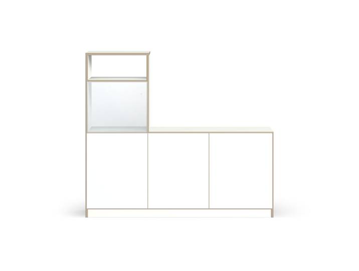 Étagère avec emplacement média sur mesure Mélaminé premium Blanc Bord contre­plaqué