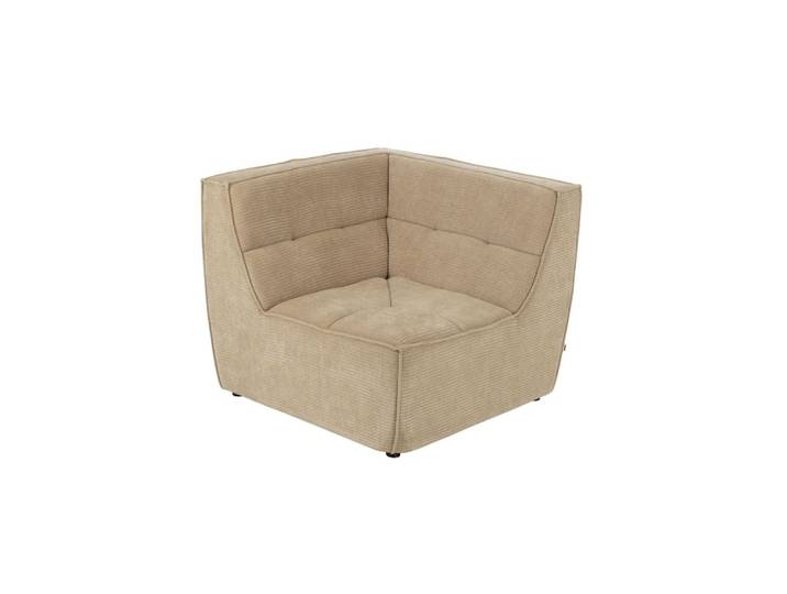 Fauteuil chauffeuse d'angle lounge en velours côtelé crème