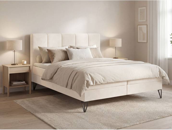 Boxspringbett mit Bettkasten 120x200 Vendi cremig