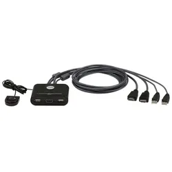 Aten CS22HF 2-Port USB HDMI Kabel KVM-Switch mit Remote, FHD