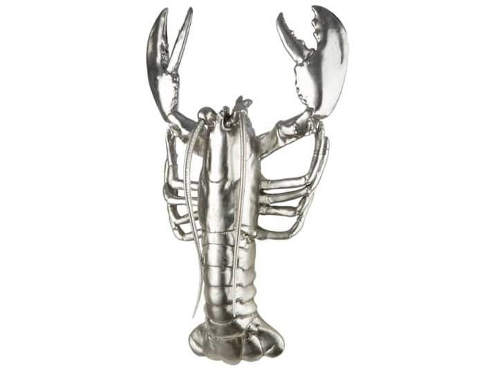 GILDE Figur Wandobjekt Lobster aus Kunstharz - Hummerform - silberfarben - metallische Optik - Höhe 42cm x Breite 25cm