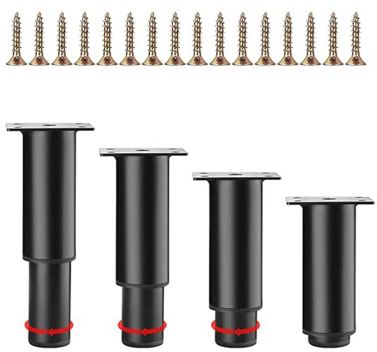 Set van 4 verstelbare metalen meubelpoten van 8 cm voor diverse meubels