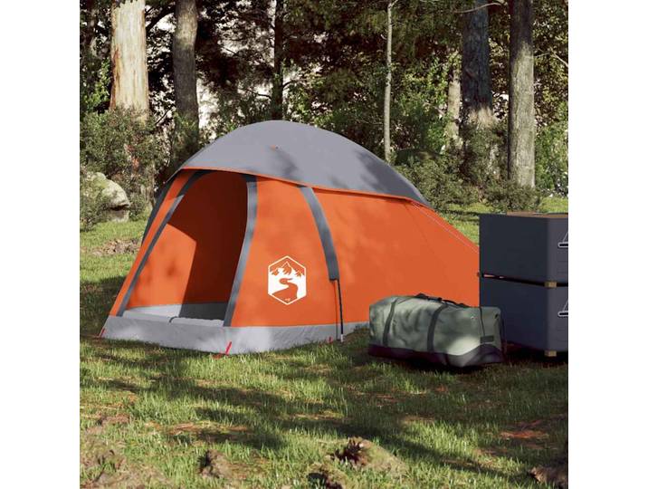 vidaXL Kuppel-Campingzelt 1 Person Grau und Orange Wasserdicht