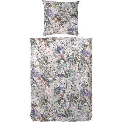 Bettwäsche PRIMERA "Mako-Satin Bettwäsche Levin", weiß (taupe), B/L: 155cm x 220cm, 1 Stk., 1 Stk., Mako-Satin, B/L: 80cm x 80cm, 2 Stk., Mako-Satin, Obermaterial: 100% Baumwolle, Bettwäsche, Bettwäsche, mit extravaganten Blumen-Prints