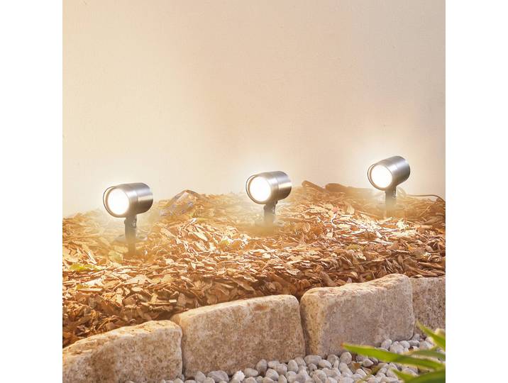 Lindby Smart LED prikspot Nycta, RGB, Tuya, set van 3 dimbaar, zwart, Kunststof, Modern
