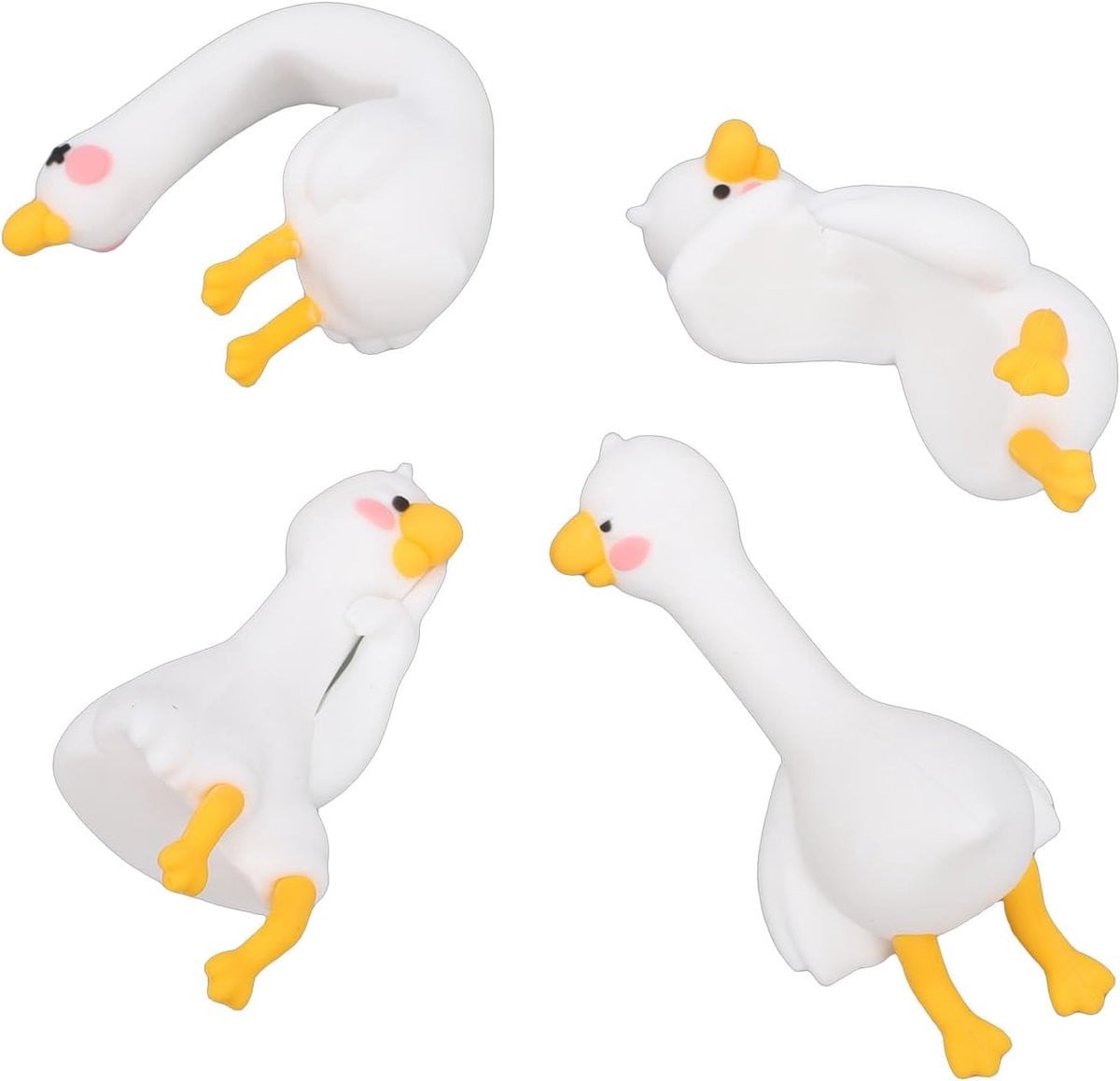 Set van 4 grappige witte gansjes als bureau decoratie