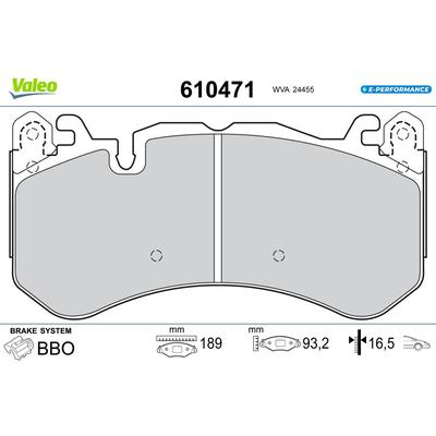 VALEO Bremsbelagsatz, Scheibenbremse 610471 Vorderachse für Mercedes