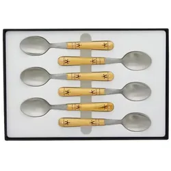 Nontron Set mit 6 Kaffeelöffeln, Besteck, Gelb, Grau
