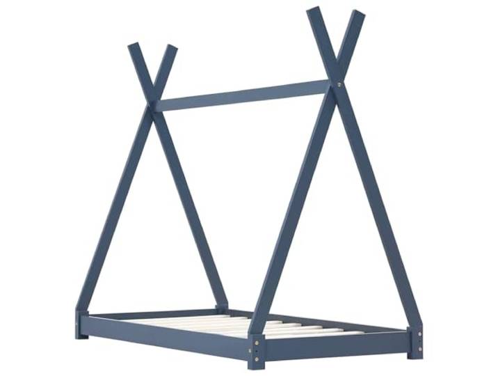 FDSAQOPT Gestell Grau Massivholz Kiefer 70 x 140 cm Massivholz Kiefer, Crossover Tipi-Design, Lattenrost inklusive, für Matratze 70 x 140 cm, Bettgestell