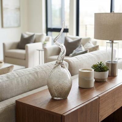 Sagebrook Home Modern Speckled Glass Statue - Clear & Frost