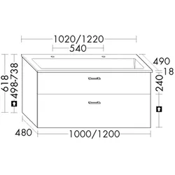 Burgbad Mineralguss-Waschtisch+Waschtischunterschrank System 30 Preisgruppe 4 Sana Trend- oder SHMR122F5348C0001