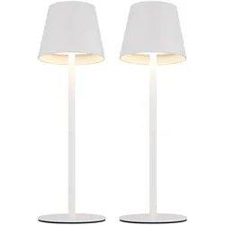 2x LED Außenleuchte Tischlampe Gartenleuchte Farbwechsel Weiß Metall H 36 cm