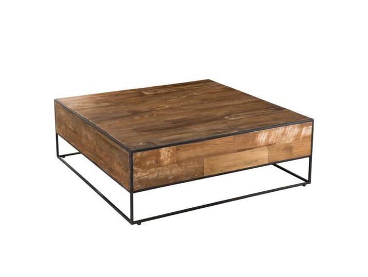 MACABANE ALIDA - Table basse bois carrée 100x100cm Teck recyclé et métal