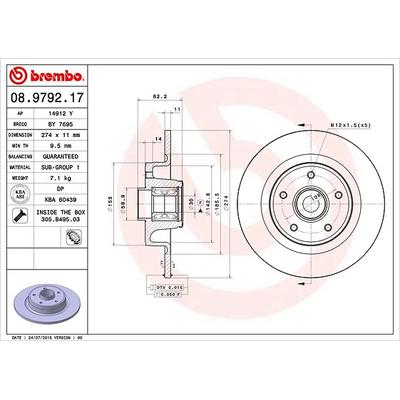 Brembo 1x Bremsscheibe [Hersteller-Nr. 08.9792.17] für Renault