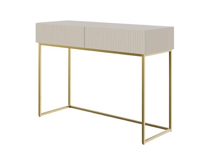 Selsey Schminktisch Makeup Tisch Frisiertisch Kosmetiktisch 110 cm Mit 2 Schubladen Veldio Graubeige Goldene Beine