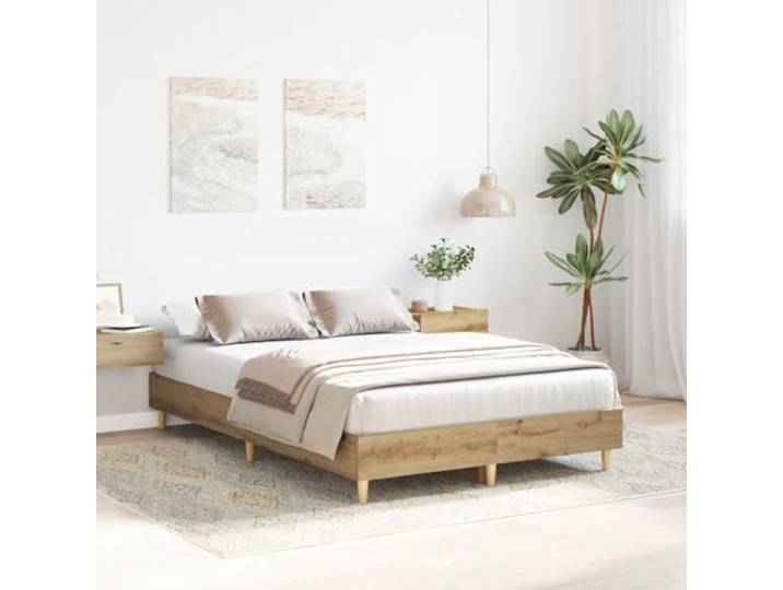 KTHLBRH Bettrahmen Eiche Handwerk 140 x 190 cm Technisches Holz, Latten im Lieferumfang enthalten, atmungsaktive Basis, robuste Beine