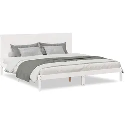 vidaXL Massivholzbett Extra Lang ohne Matratze Weiß 200x220 cm