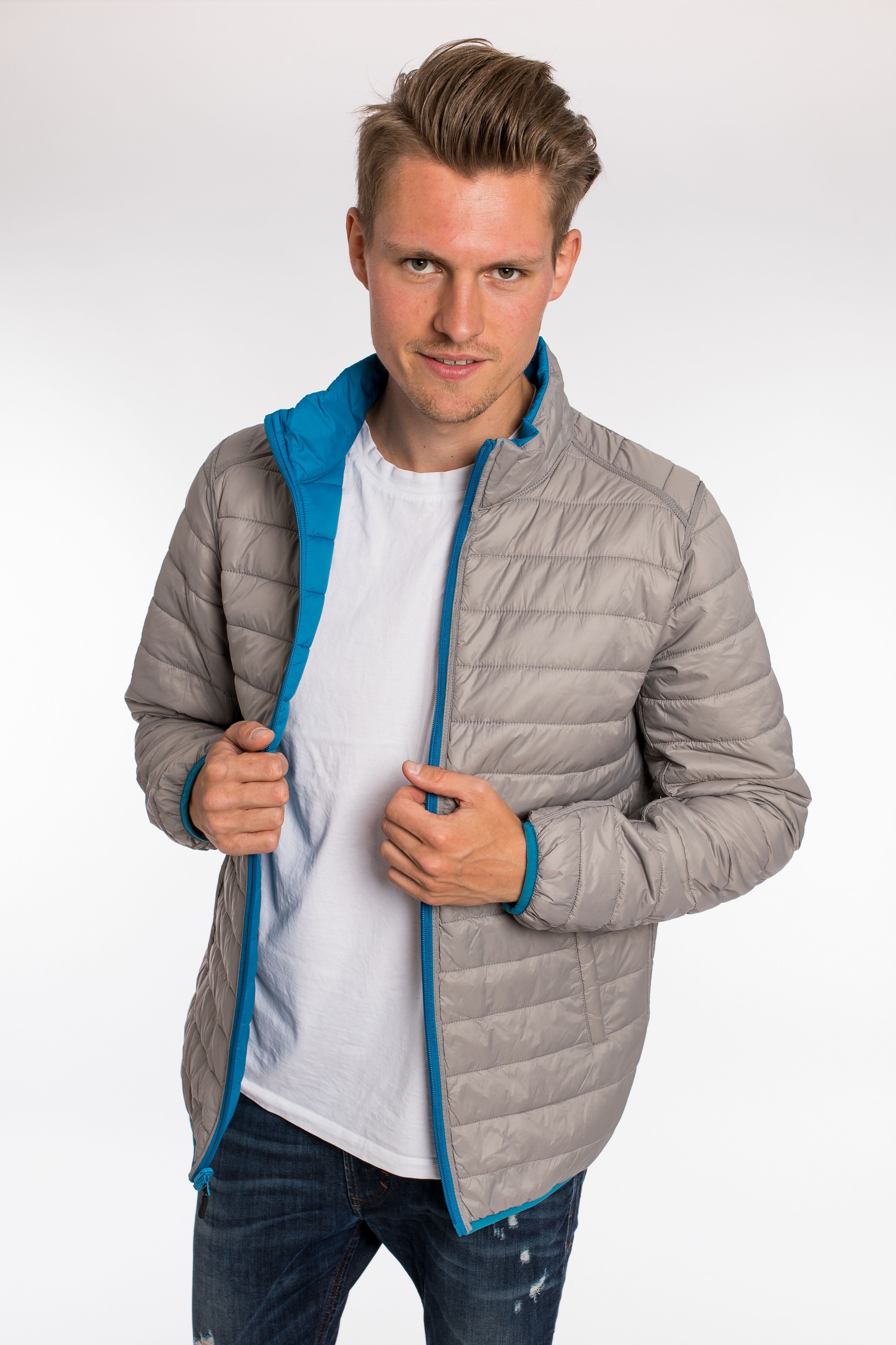 Wendejacke DEPROC ACTIVE "GILMOUR REVERSAL MEN", Herren, Gr. M, blau (hellblau), Web, 100% Polyamid, bequem hüftbedeckend, gerader Abschluss mit Gummizug, Jacken Wendejacke, Wendejacke mit schlichtem Design hellblau M