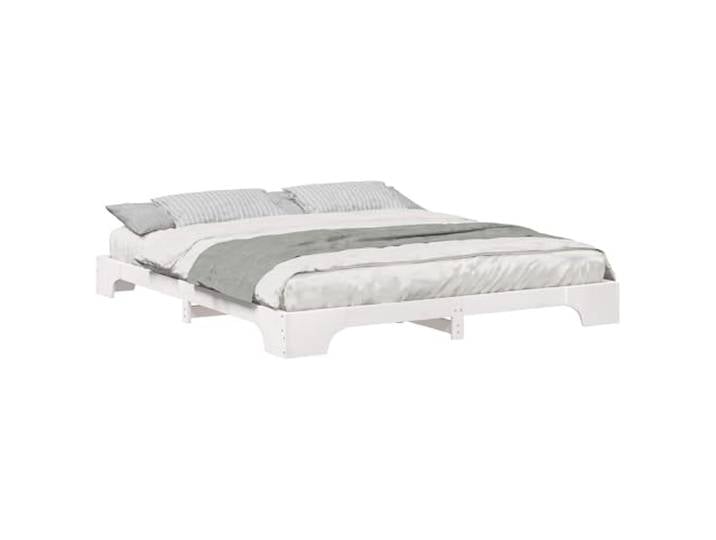 PUGYNBK Bettgestell 200 x 220 cm Kiefer massiv Lattenrost, modernes Design, fester Stand, ohne Lattenrost, einfache Reinigung