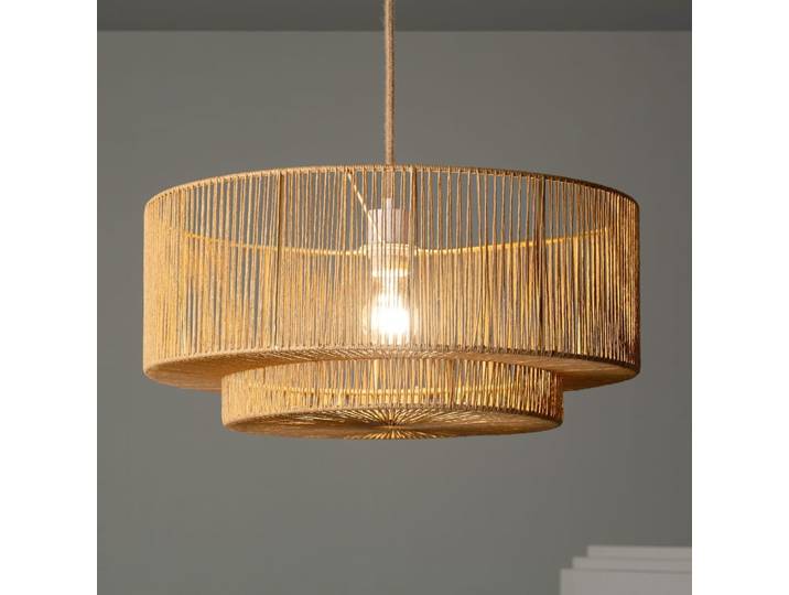 Suspension luminaire effet rotin naturel