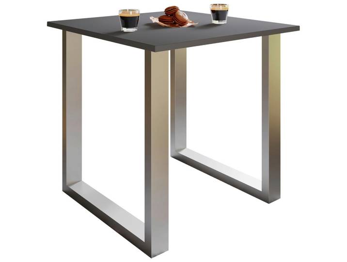 Mid.you Esstisch, Anthrazit, Silber, Metall, quadratisch, U-Form, 80x76x80 cm, Esszimmer, Tische, Esstische, Esstische quadratisch