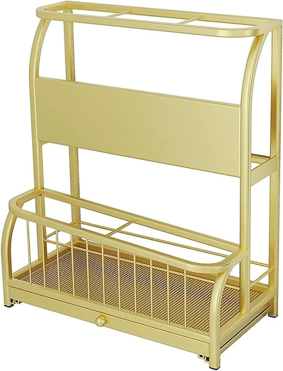 Paraplu Opbergrek Organizer met Afneembare Druppelbak - Goud - B: 48 cm, H: 269 cm, D: 635 cm