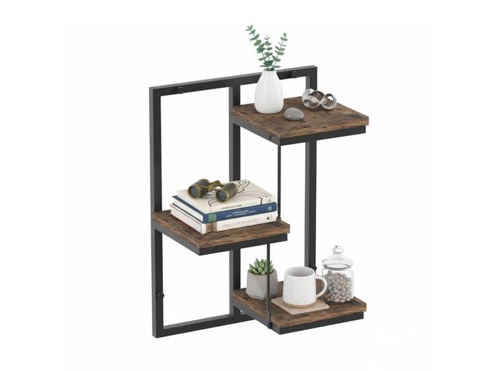 Wandregal Industrial-Design Braun-Schwarz
