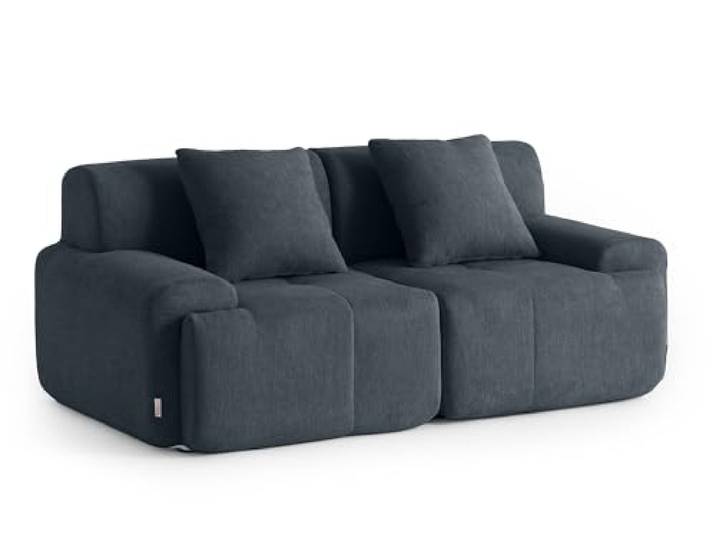 MILYsofa Modulares 2-Sitzer-Sofa, Chenille-Bezug Blaugrau, Abnehmbare Kissenbezüge (Blaugrau, 2-Sitzer)