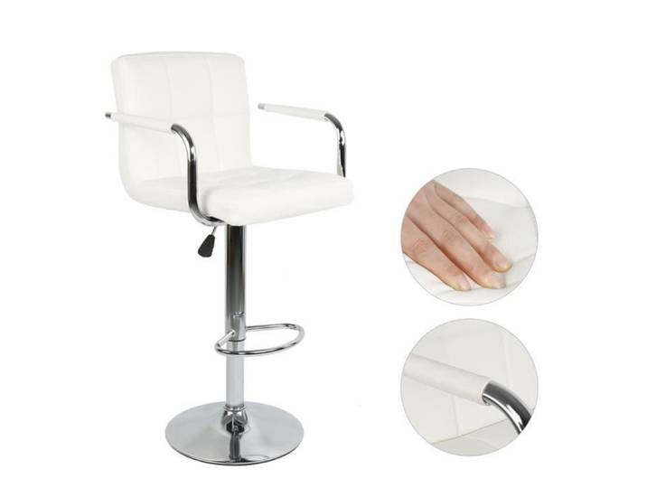 Tabouret de bar ergonomique en similicuir - JEOBEST - avec accoudoirs et dossier