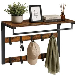 Relaxdays Wandgarderobe 3 in 1 Braun,Schwarz
