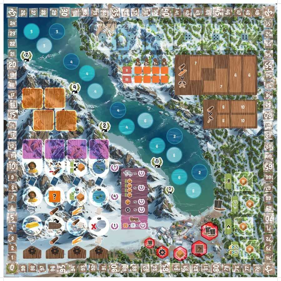 Saltfjord Strategic Board Game by Aporta Games, Dice Drafting, Village Development, and Resource Management