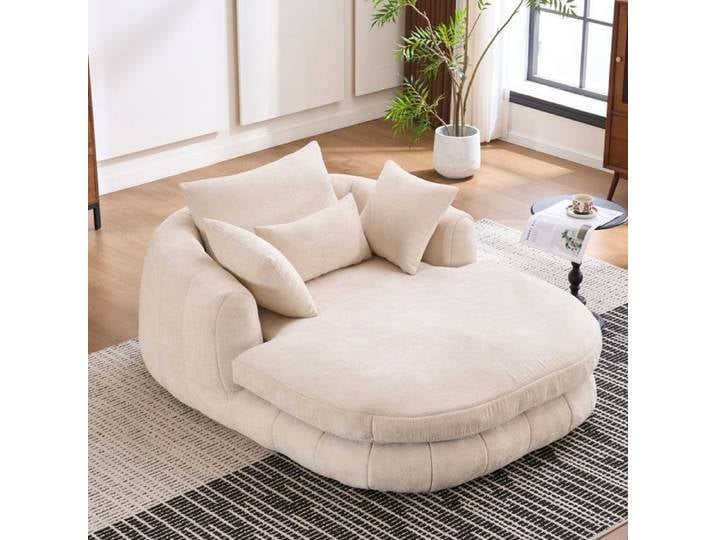 Fauteuil chaise longue convertible - SOGEU - Chaiselongue - Revêtement chenille - Assise profonde moelleuse - Couchage occasionnel