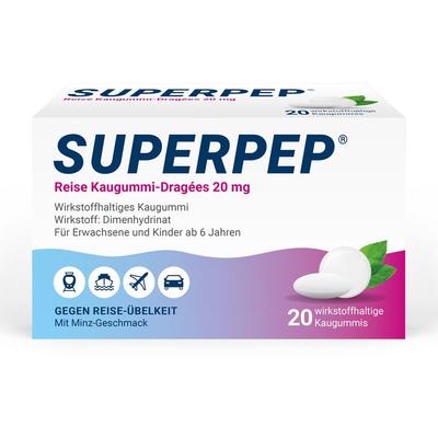 Superpep Reise Kaugummi Dragees 20 mg St