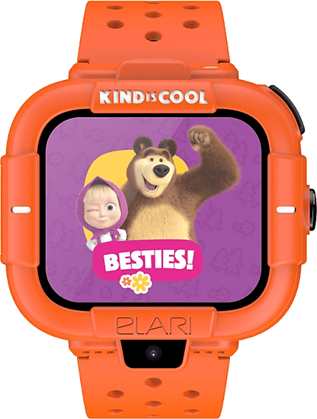 Smartwatch infantil - Elari KidPhone MB, Pantalla táctil, GPS, Nano SIM, Cuadrada 320x380, Diseño Masha y el Oso, Naranja