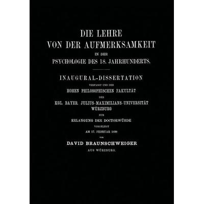 Die Lehre von der Aufmerksamkeit in der Psychologie des 18. Jahrhunderts, Gebundene Ausgabe von David Braunschweiger, BoD – Books on Demand,