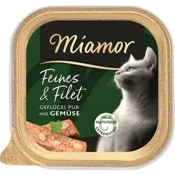 Miamor Feine Filets Adult 100g-Schale Katzennassfutter Geflügel & Gemüse 16 x 100g