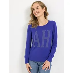 STRANDFEIN Pullover Rundhalsausschnitt Strassstein ''AHOI'' figurumspielend
