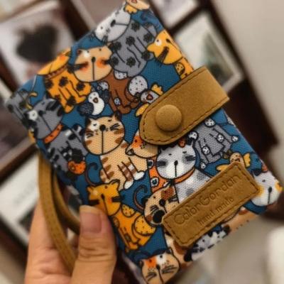 Uplift Essentials Frosted Print Short Wallet Cute Zip & Hasp Multi Card Coin Purse cat