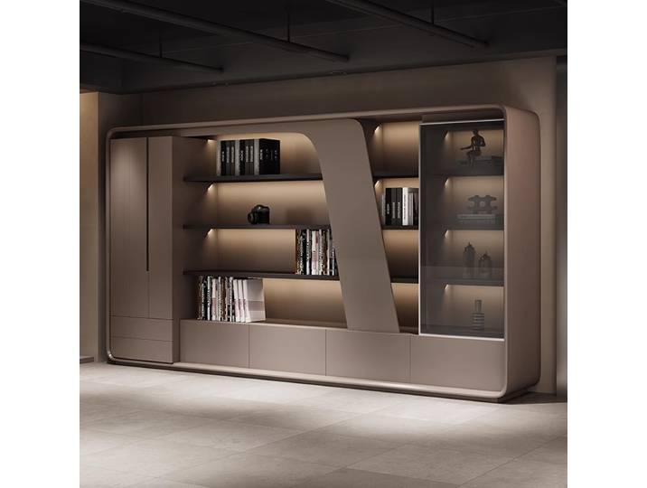 Meuble de bureau en bois de style industriel avec bibliothèque pour usage gouvernemental et professionnel